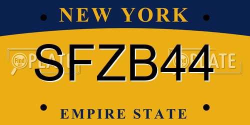 SFZB44 New York License Plate