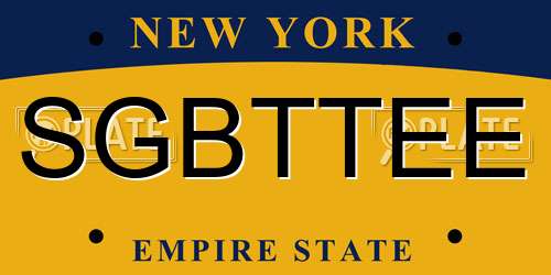 SGBTTEE New York License Plate