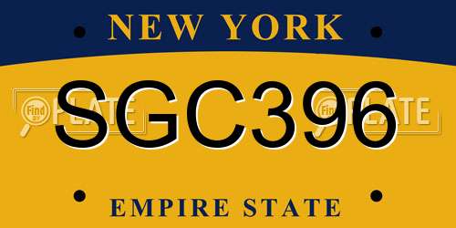 SGC396 New York License Plate