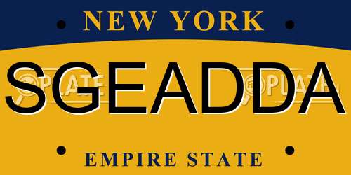 SGEADDA New York License Plate