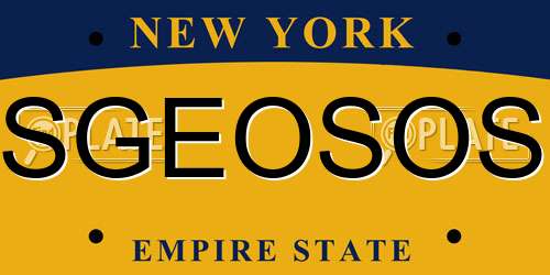 SGEOSOS New York License Plate