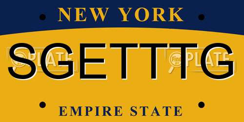 SGETTTG New York License Plate