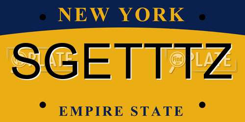 SGETTTZ New York License Plate