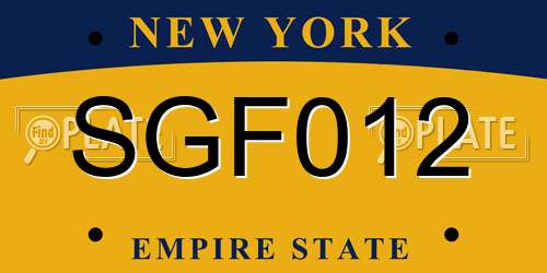 SGF012 New York License Plate