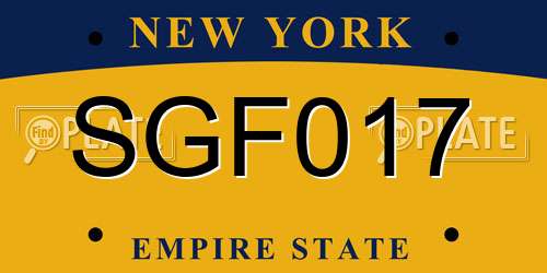 SGF017 New York License Plate