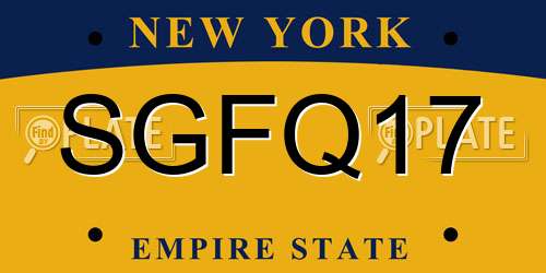 SGFQ17 New York License Plate