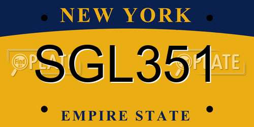 SGL351 New York License Plate