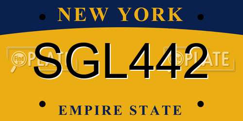 SGL442 New York License Plate