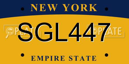SGL447 New York License Plate