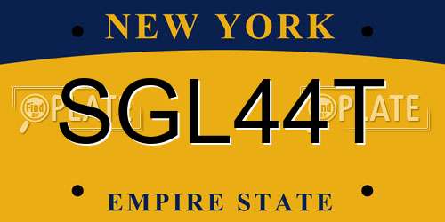 SGL44T New York License Plate