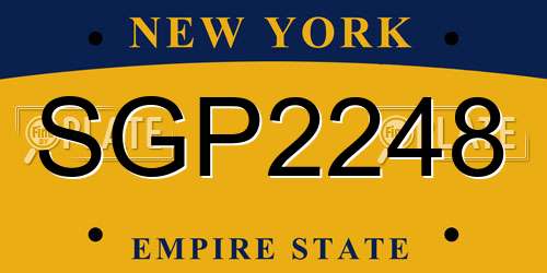 SGP2248 New York License Plate