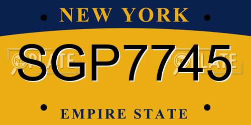 SGP7745 New York License Plate