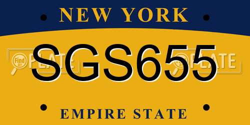 SGS655 New York License Plate