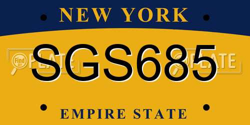 SGS685 New York License Plate