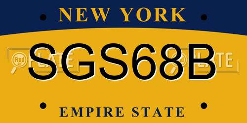 SGS68B New York License Plate