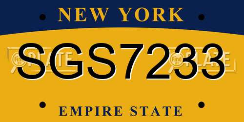 SGS7233 New York License Plate