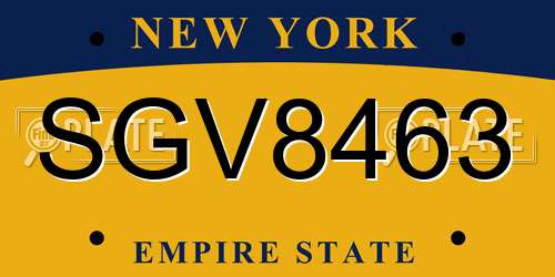 SGV8463 New York License Plate