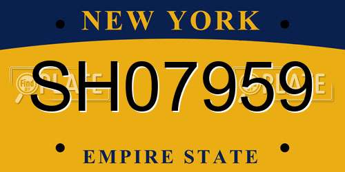 SH07959 New York License Plate