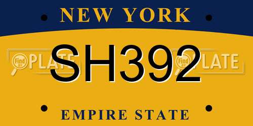 SH392 New York License Plate