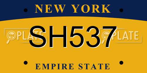 SH537 New York License Plate