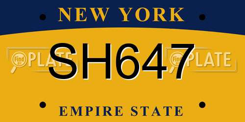 SH647 New York License Plate
