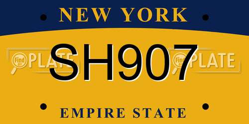 SH907 New York License Plate