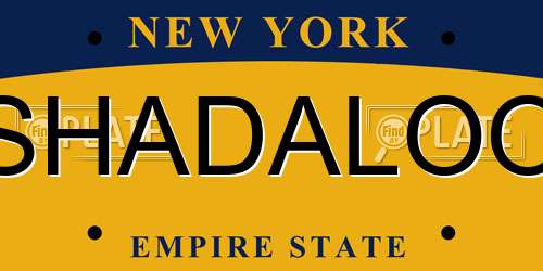 SHADALOO New York License Plate