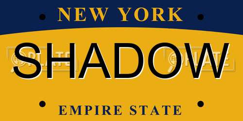 SHADOW New York License Plate