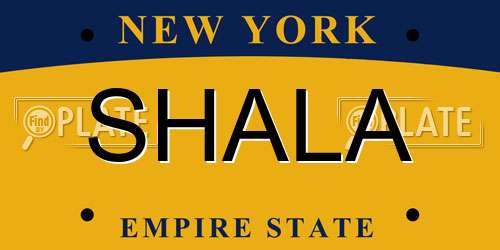 SHALA New York License Plate