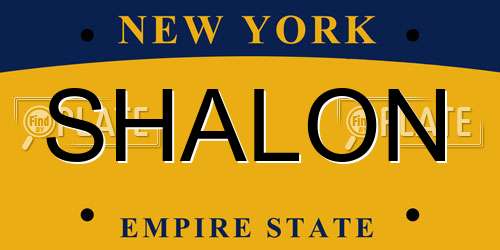 SHALON New York License Plate
