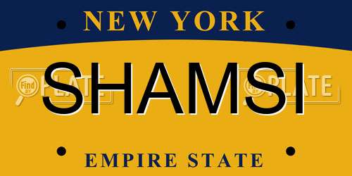 SHAMSI New York License Plate