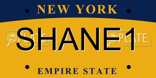 SHANE1 New York License Plate