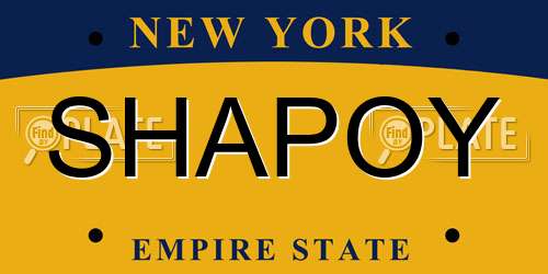 SHAPOY New York License Plate