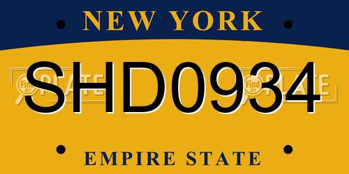 SHD0934 New York License Plate