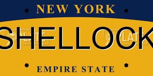 SHELLOCK New York License Plate