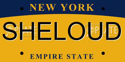 SHELOUD New York License Plate