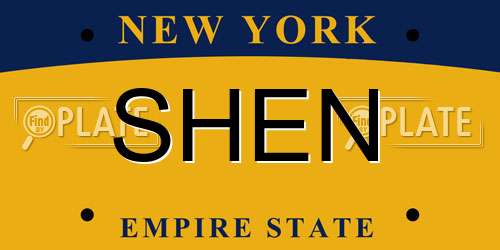 SHEN New York License Plate