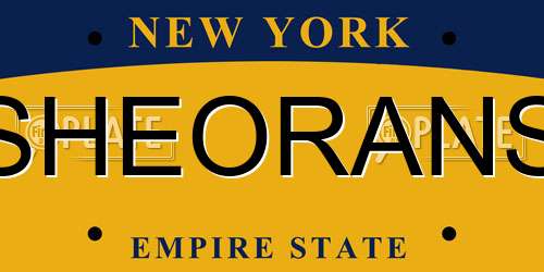 SHEORANS New York License Plate