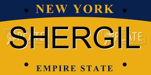 SHERGIL New York License Plate