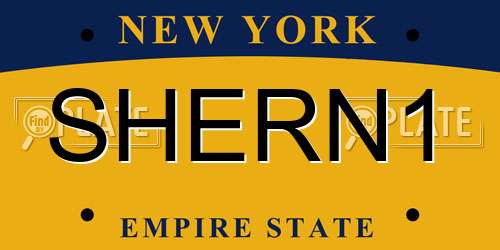 SHERN1 New York License Plate
