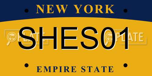SHES01 New York License Plate