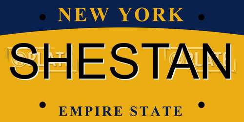 SHESTAN New York License Plate