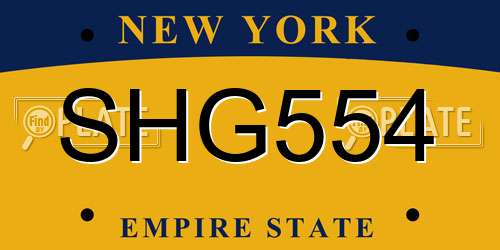 SHG554 New York License Plate