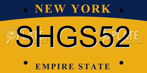 SHGS52 New York License Plate