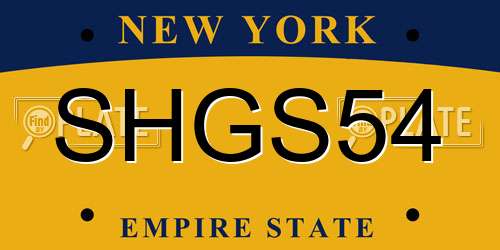 SHGS54 New York License Plate
