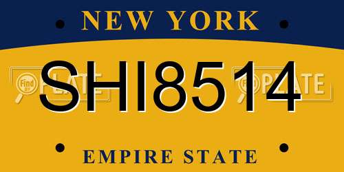 SHI8514 New York License Plate