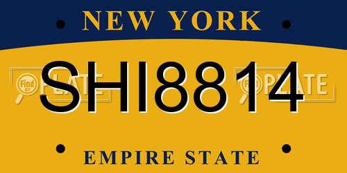 SHI8814 New York License Plate