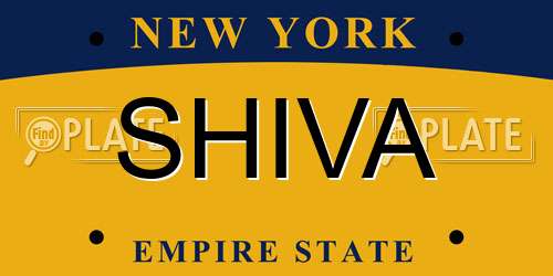 SHIVA New York License Plate