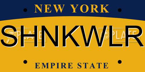 SHNKWLR New York License Plate
