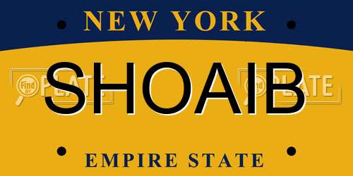 SHOAIB New York License Plate